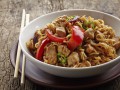bowl of noodles with chicken and vegetables